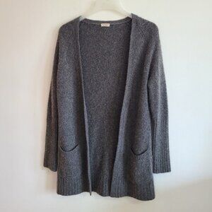 New Scotland Women's Size M Cardigan Sweater Dark Gray Angora Blend Longline